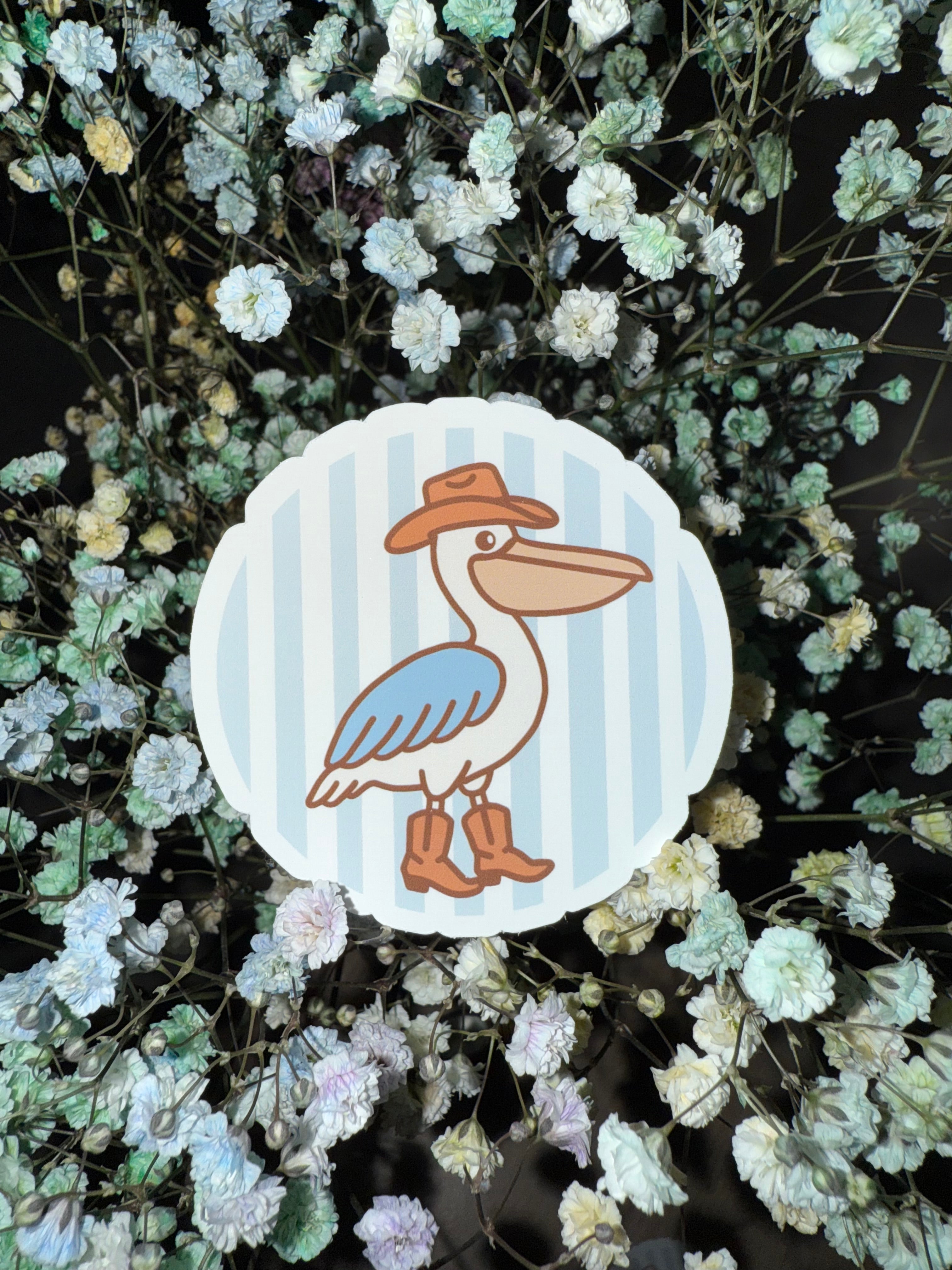 Saddle & Shore Sticker - Cowboy Pelican Outline