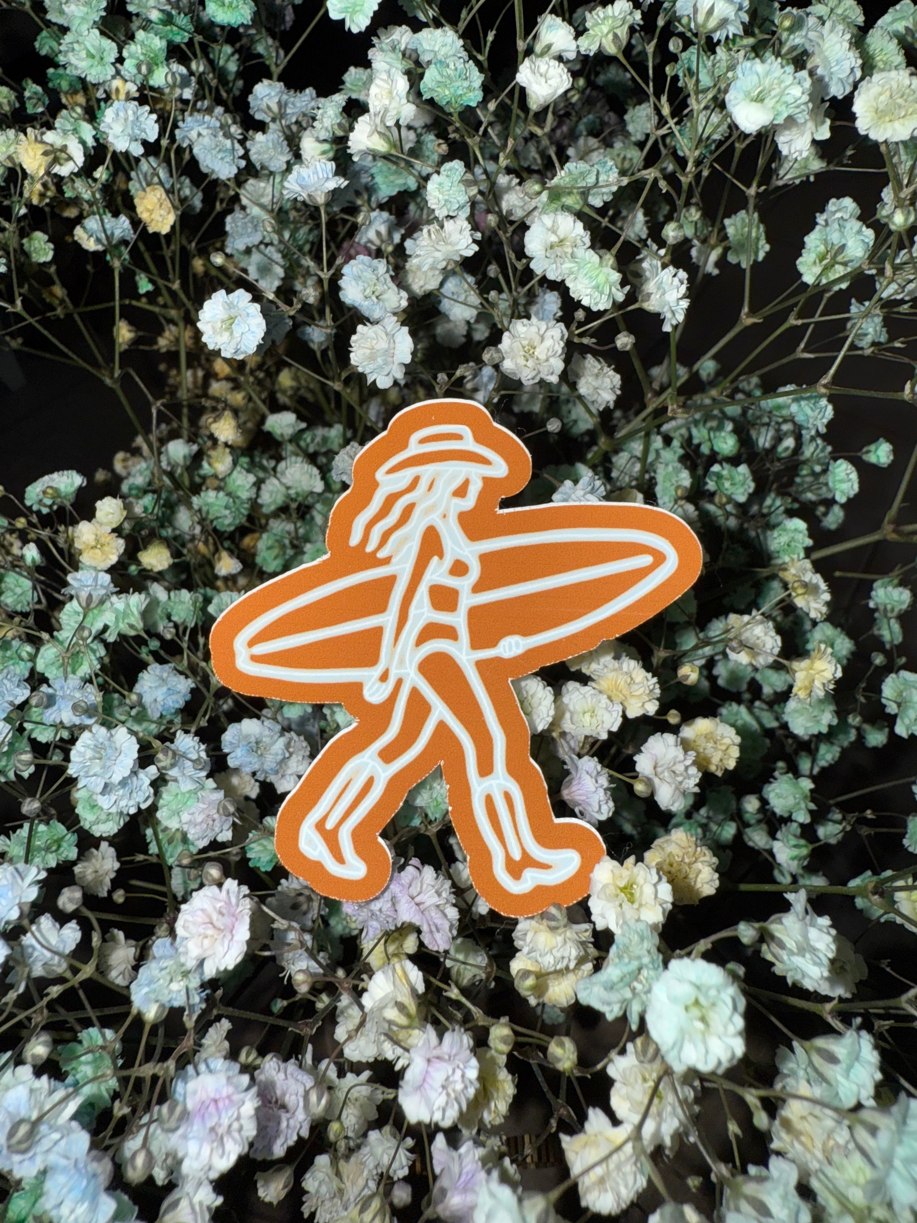Saddle & Shore Sticker – Glow Cowgirl Surfer