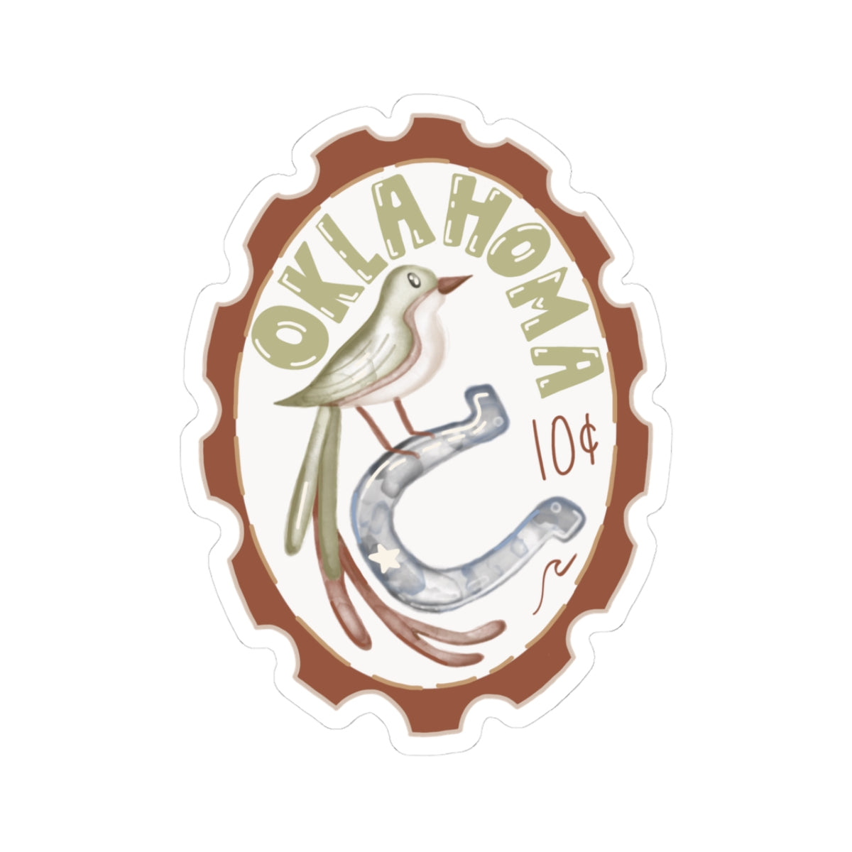 Oklahoma Stamp Sticker - Scissor-Tail Stamp