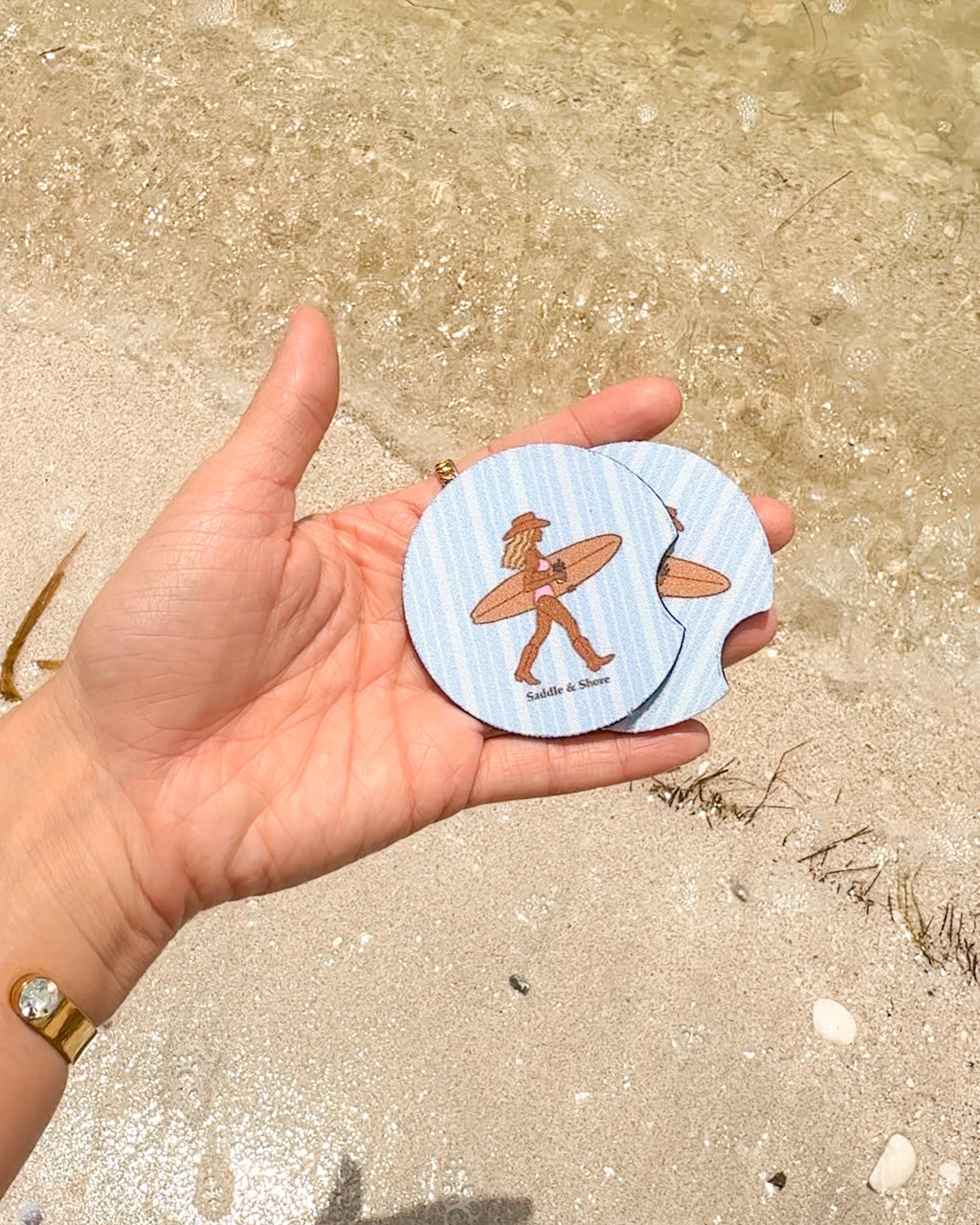 ‘Saltwater Cowgirl’ Car Coasters