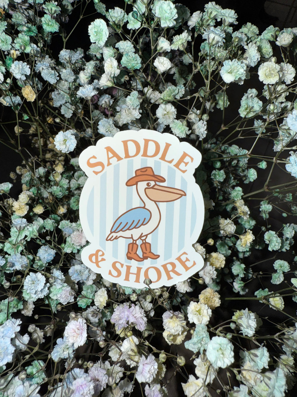 Saddle & Shore Sticker - Cowboy Pelican Logo